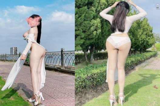 Nữ sinh áo dài dâm đãng dạng chân bên sông