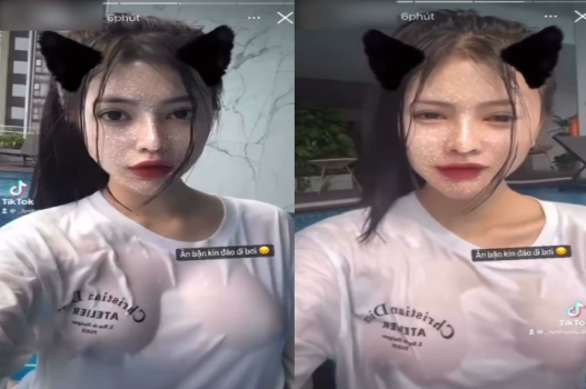 Uyên Nhi ngực to làm bừng cháy khung cảnh bể bơi